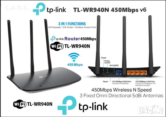 Wi-Fi Рутер TP-Link TL-WR940N 450Mbit/s Ver. 6.0