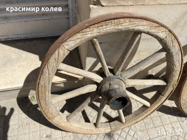 стари немски колела от каруца, снимка 2 - Антикварни и старинни предмети - 54330478