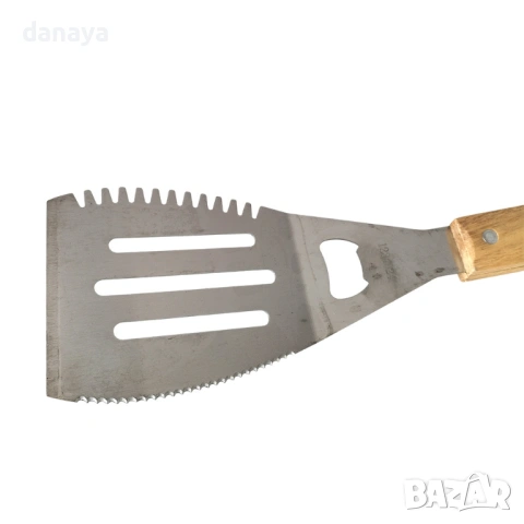 Мултифункционална шпатула за скара 4 в 1 с назъбен нож и отварачка, снимка 2 - Прибори за хранене, готвене и сервиране - 54188427