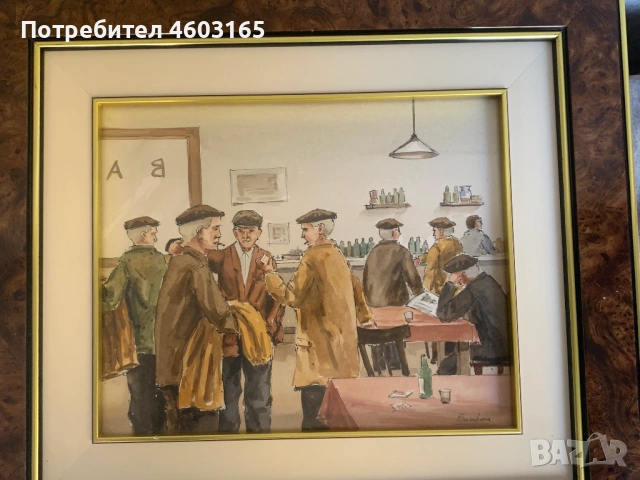 картина среща на приятели в кръчмата  4, снимка 3 - Картини - 54286454