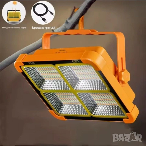 Соларен LED прожектор за външно осветление с USB зареждане, снимка 6 - Соларни лампи - 55217011