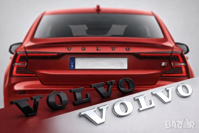 Volvo Надпис за Багажник – Хром / Черен Гланц Букви XC90 XC60 XC40 S60 S90 V40 V60