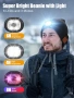 Чисто нова Зимна шапка UNBON с Bluetooth 5.4 слушалки и LED челник, Черна, снимка 4