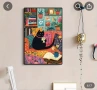 Изкуство с Весела Котка на Платно -Ретро Постер 30см./40 см., Уютна Сцена с Котка , снимка 2