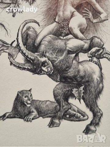 РОБЕРТ БАРЪМОВ 1966-2021 "Гетералът" около 2010г. литография суха игла, снимка 4 - Картини - 54087565