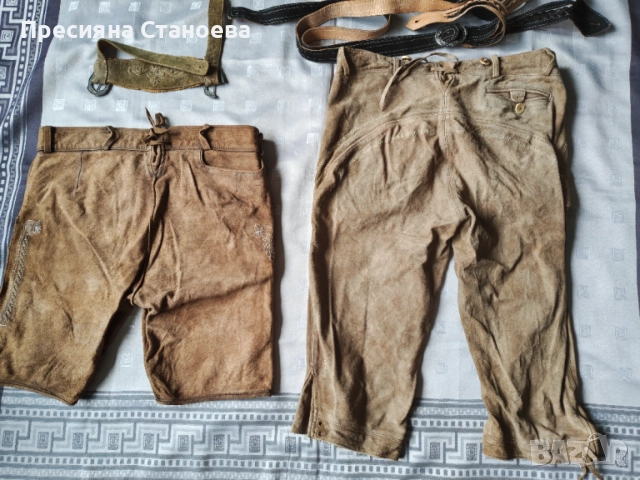 Автентични баварски кожени панталони (Lederhosen) – Alpin и Wild & Wald, Естествена кожа, снимка 3 - Къси панталони - 54640058