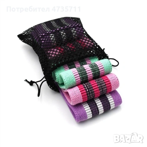 Текстилни тренировъчни ластици 3 броя, снимка 8 - Йога - 54089348