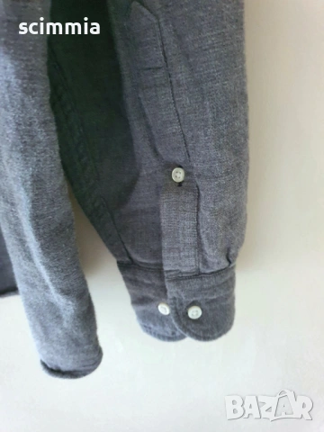 Tommy Hilfiger риза XL Regular Fit 100% памук сива, плътна материя, снимка 5 - Ризи - 54682734