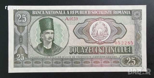 Румъния. 25 леи. 1966 година. Нова банкнота.
