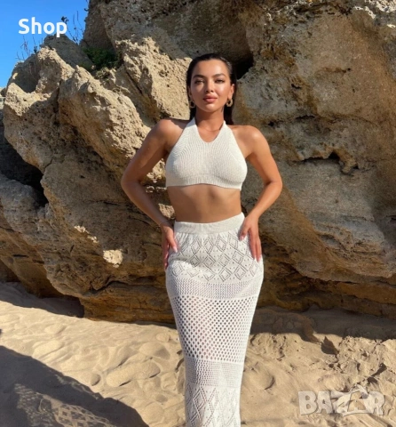 Елегантен плетен сет 🐚, снимка 5 - Комплекти - 55147298