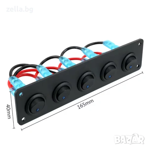 Панел с 5 ON/OFF превключвателя със синя LED светлина 12V/24V 20A – за тунинг, лодки, камиони 10306, снимка 11 - Друга електроника - 54663330