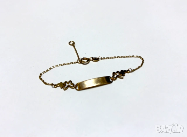 Златна Детска Гривна с плочка 1,266 грама 14K(проба 585) , снимка 3 - Гривни - 54945485
