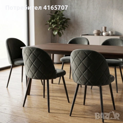 Дизайнерски сив стол FARO – тапициран, стабилен и удобен