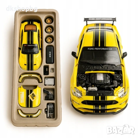  4745 Метален Ford Mustang GT 1:42 – Жълт Колекционерски Модел с Тунинг Комплект, снимка 2 - Коли, камиони, мотори, писти - 54527319