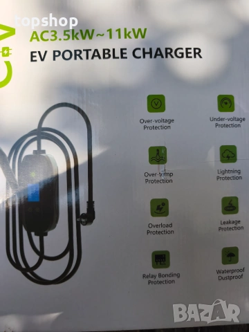 Чисто нова Нова Преносима Зарядна Станция за Електромобили EV Portable Charger 3.5kW Тип 2 Шуко ​ , снимка 2 - Аксесоари и консумативи - 55002294