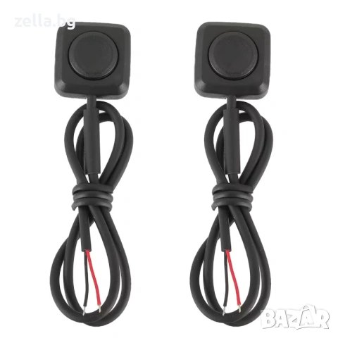 Комплект 2 броя мини бутони тип „Push“ 12V/24V без задържане, предварително окабелени 0.5A — 10460