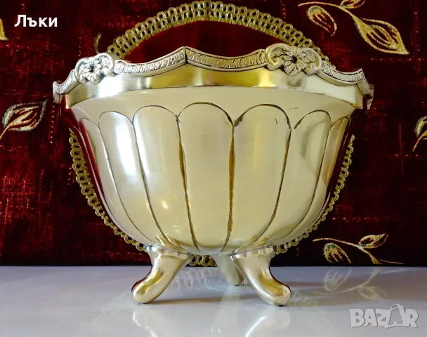 Викторианска бронзова салатиера,купа,1 кг.,позлата. , снимка 4 - Антикварни и старинни предмети - 55364232