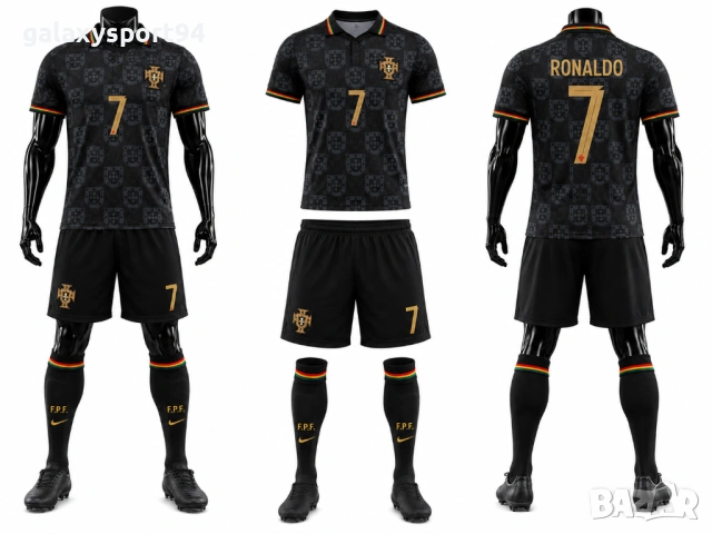 New Екип с Чорапи Black Ronaldo Португалия Комплект Роналдо Португалия 2026