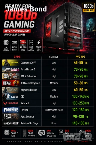 Компютър за игри / i7 4790 / 16GB RAM / 8GB Video / SSD , снимка 10 - Геймърски - 55137317