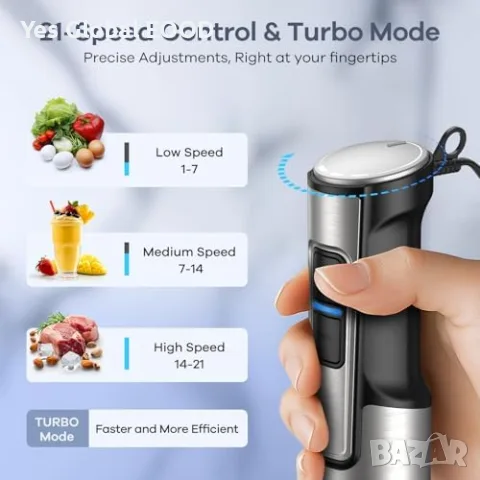 5-в-1 пасатор 1200W с Turbo и двоен уред за млечна пяна, снимка 3 - Кухненски роботи - 55354785