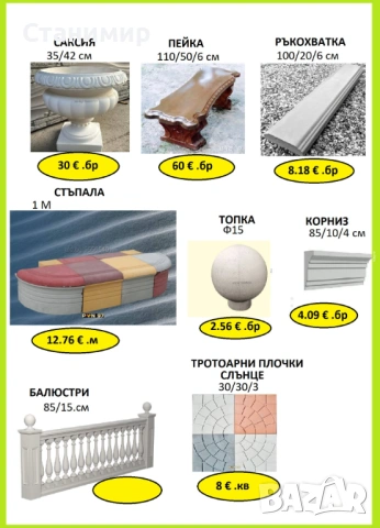 бетонови и гипсови изделия