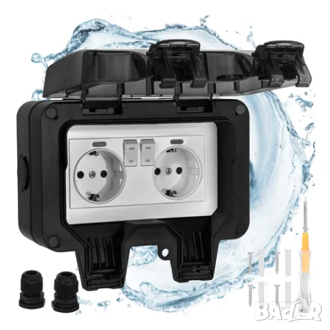 Двоен влагозащитен контакт за външен монтаж IP66 230V 16A