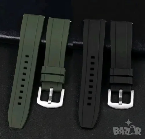 22mm 22мм Силиконови подсилени каишки за мъжки часовник черна и военна зелена Quick Release патенти