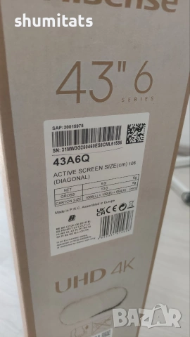 TV Hisense 43,6'' 2025г 43A6Q ударен дисплей, снимка 8 - Телевизори - 54978006