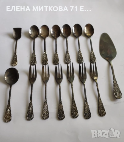 Комплект масивни посребрени десертни прибори чисто нови в кутия, снимка 5 - Прибори за хранене, готвене и сервиране - 54416916