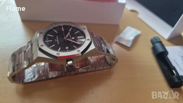 изчистен нов мъжки часовник sapphero royal oak водоустойчив, снимка 6 - Мъжки - 55673485
