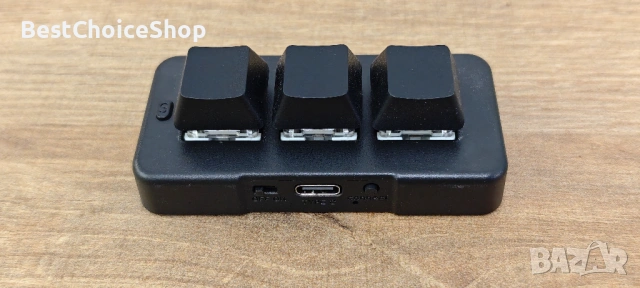 Мини безжична механична клавиатура 3 клавиша програмируема RGB USB, снимка 3 - Клавиатури и мишки - 54899099