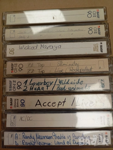 Лот от 8 аудио касети BASF хромни ленти с AC/DC,Accept-live,ZZ TOP,Loverboy,Heart,Wicked Maraya, снимка 2 - Аудио касети - 53981593