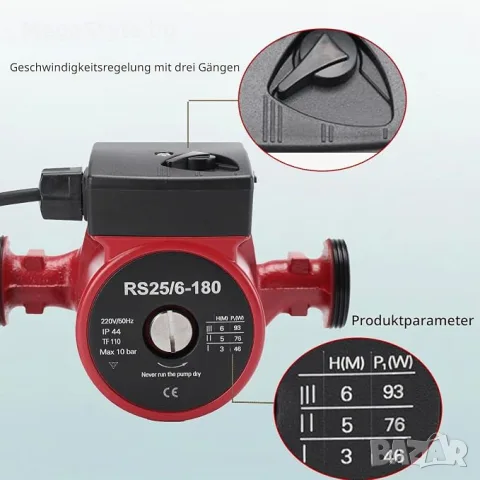 Циркулационна помпа 220V RS25/6-180 за отопление, снимка 5 - Друга електроника - 55558055