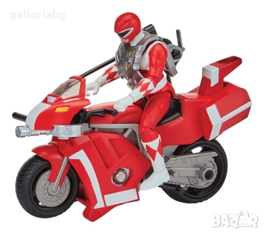 Играчка мотор с фигурка Red Ranger – Power Rangers Tyrannosaurus Battle Bike, снимка 3 - Фигурки - 54944248