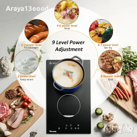 Индукционен плот TOPWISH с 2 зони, 3500W, Boost функция и Touch управление, снимка 8 - Котлони - 55320721