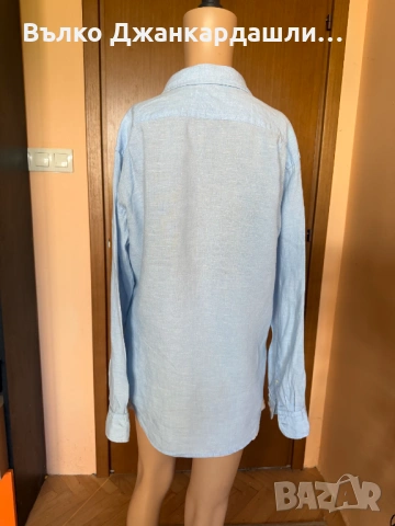 Ленена риза небесно син цвят UNIQLO, размер М, снимка 4 - Ризи - 54905063