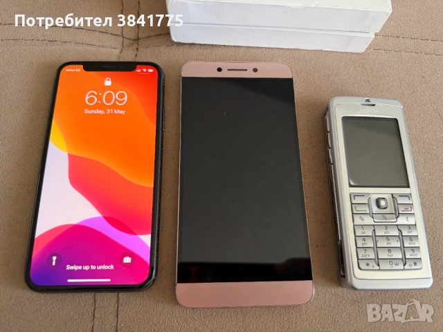 iPhone X iOS 13 64GB черен, LeEco X620 и Nokia E60 комплект употребяван
