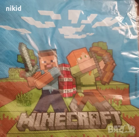 Minecraft Майнкрафт 10 бр парти салфетки рожден ден, снимка 2 - Други - 24965816