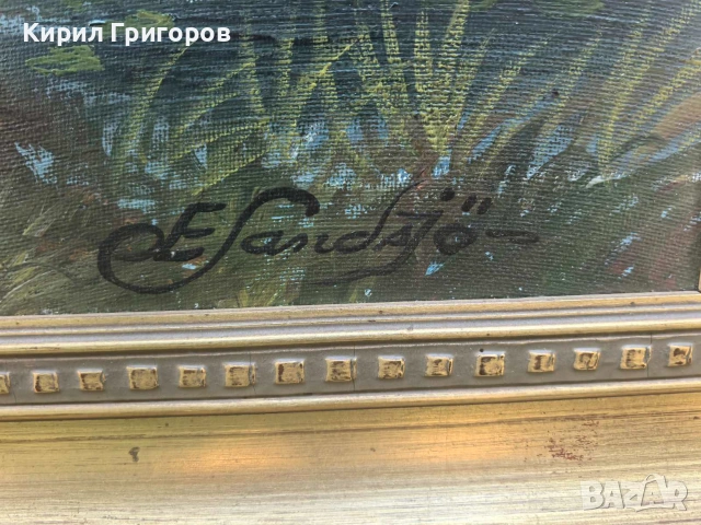 Страхотна антикварна белгийска авторска картина масло върху платно, снимка 2 - Картини - 54986160