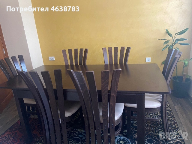 Трапезна маса +6 стола венге, снимка 2 - Маси - 55071122