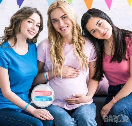 Team Boy Girl team пола бебе gender party силиконова гривна гривни гости гласуване пола бебе парти, снимка 5 - Други - 54813883