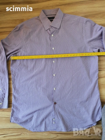 Мъжка риза Tommy Hilfiger Tailored Fit лилава карирана риза размер XL 100% памук, снимка 10 - Ризи - 54728319