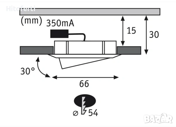 Комплект LED лампа 1×4.2W 7.5VA 230V Paulmann Möbel EBL, снимка 2 - Лед осветление - 54874540