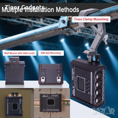 Pknight CR041R MK II Art-Net/sACN към DMX512 конвертор – 4-портов двупосочен DMX Node с PoE..., снимка 4 - Друга електроника - 55143555