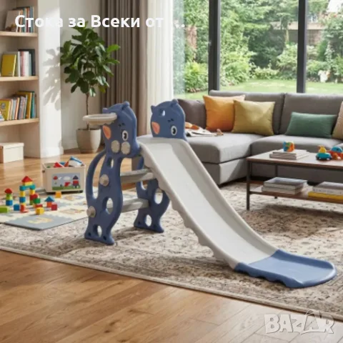 Детска пързалка 130 см с баскетболен кош и топка – доставка 20.08.26, снимка 3 - Играчки за стая - 55445477