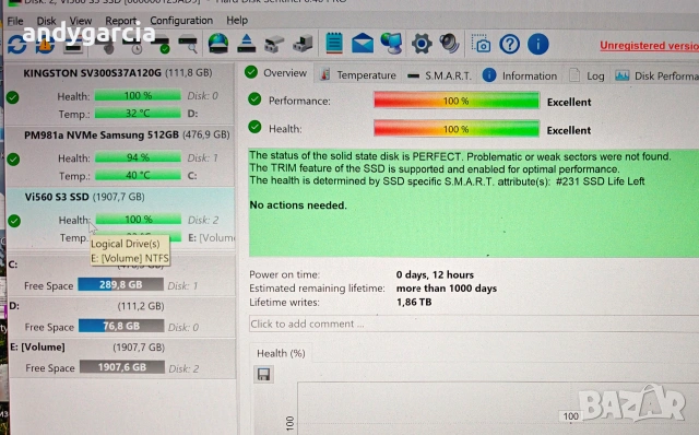  2TB SSD Verbatim Vi560 S3  M.2 SATA 3 6GB/sec. read 520 MB/s. 22x80mm  диск ЧИСТО НОВ, снимка 4 - Твърди дискове - 54962554