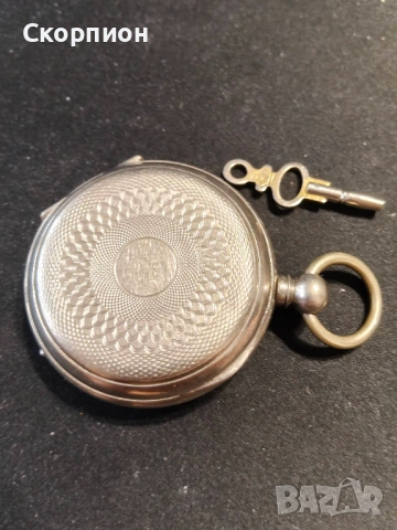 Швейцарски джобен часовник с посребрени капаци 1905г. с ключе - 10 РУБИНА - ПРОМОЦИЯ, снимка 3 - Джобни - 51777742