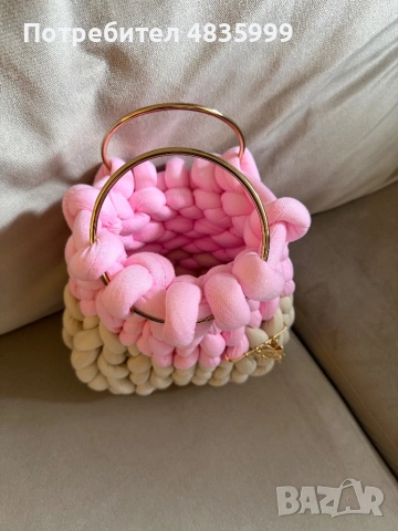 Ръчно плетена чанта - chunky yarn bag, снимка 3 - Чанти - 54653604