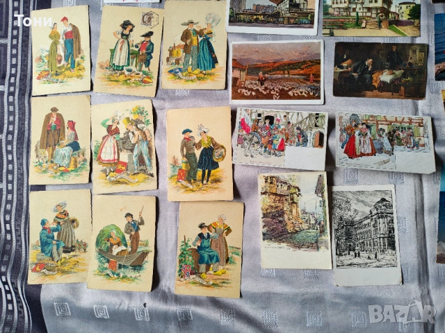 лот ретро картички и архив: Автограф на Елена Николай, Френски носии (1945) и винтидж плаж, снимка 4 - Филателия - 54284380
