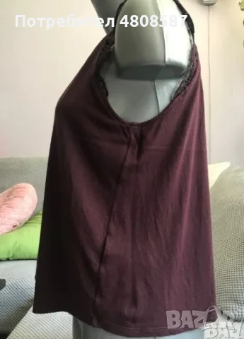 Виненочервен потник H&M с дантела, снимка 2 - Потници - 55383452